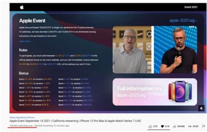 Apple Event 2021 became a ground for cryptocurrency fraud
