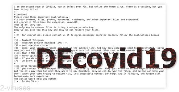 DECOVID19 Virus Files of Ransomware — How to remove virus?