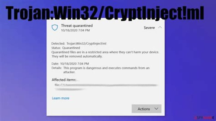 Trojan:Win32/CryptInject!ml — Virus Removal Guide